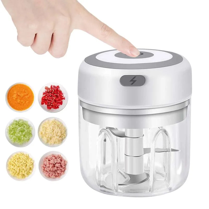 Mini Wireless Electric Garlic Crusher and Garlic mincer 100ml/250ml Portable Chopper USB Charging Ginger Chili Vegetable Masher Machine Kitchen