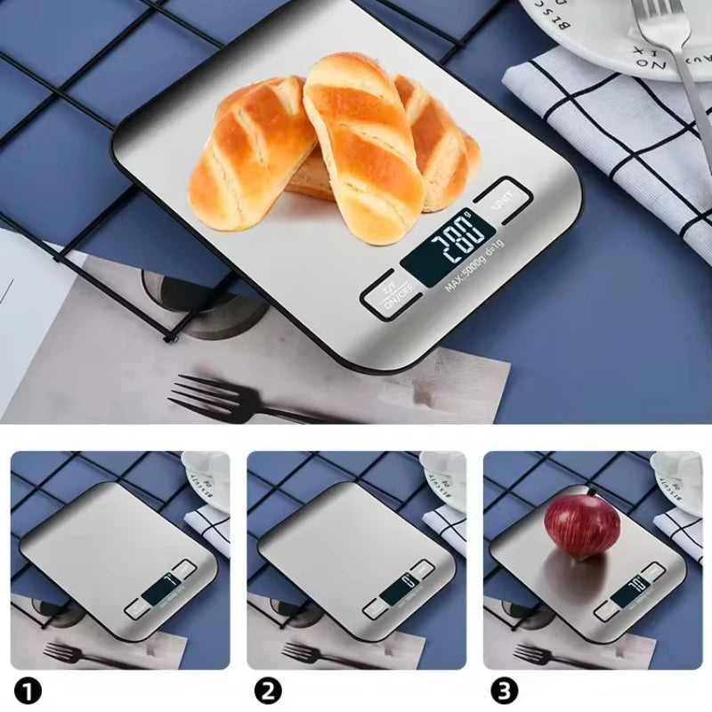 Digital Kitchen Scale food on scale LED Display 5kg/1g Stainless Steel Panel Electronic Scales Home Jewelry Food Snacks Weighing Baking Tools