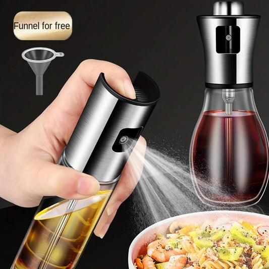 Stainless Steel Olive Oil Dispenser and Container Press Spray Premium Glass Bottle for Cooking Kitchen Restaurant Bottle Perfect for Healthy Cooking and Baking