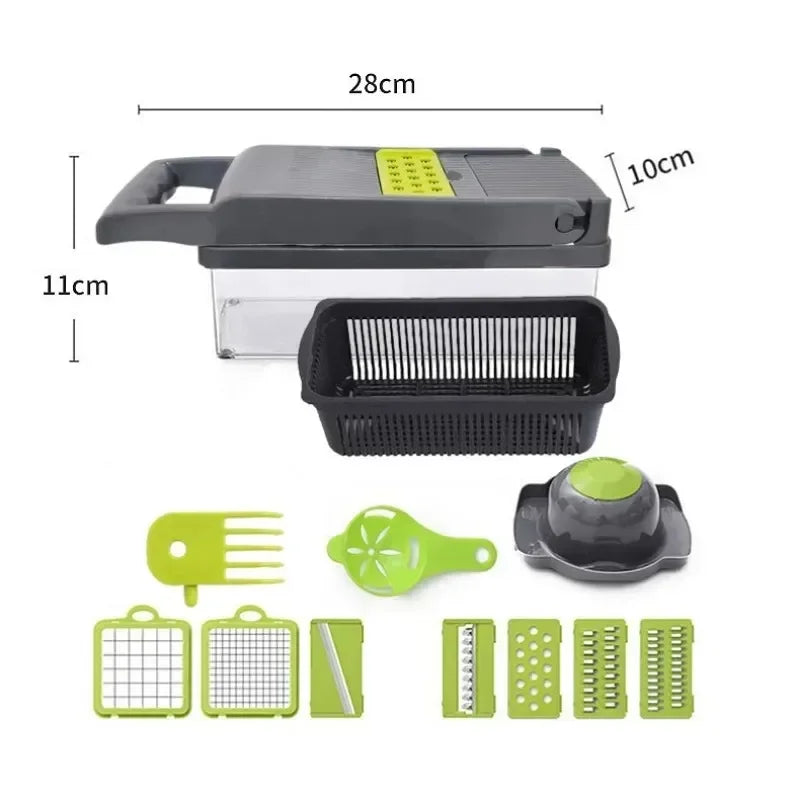 16 in 1 Multifunctional Vegetable Chopper Handle Food Grate Food Chopper Vegetable Slicer Dicer Cut Kitchen Items, waffle potato chips cutter