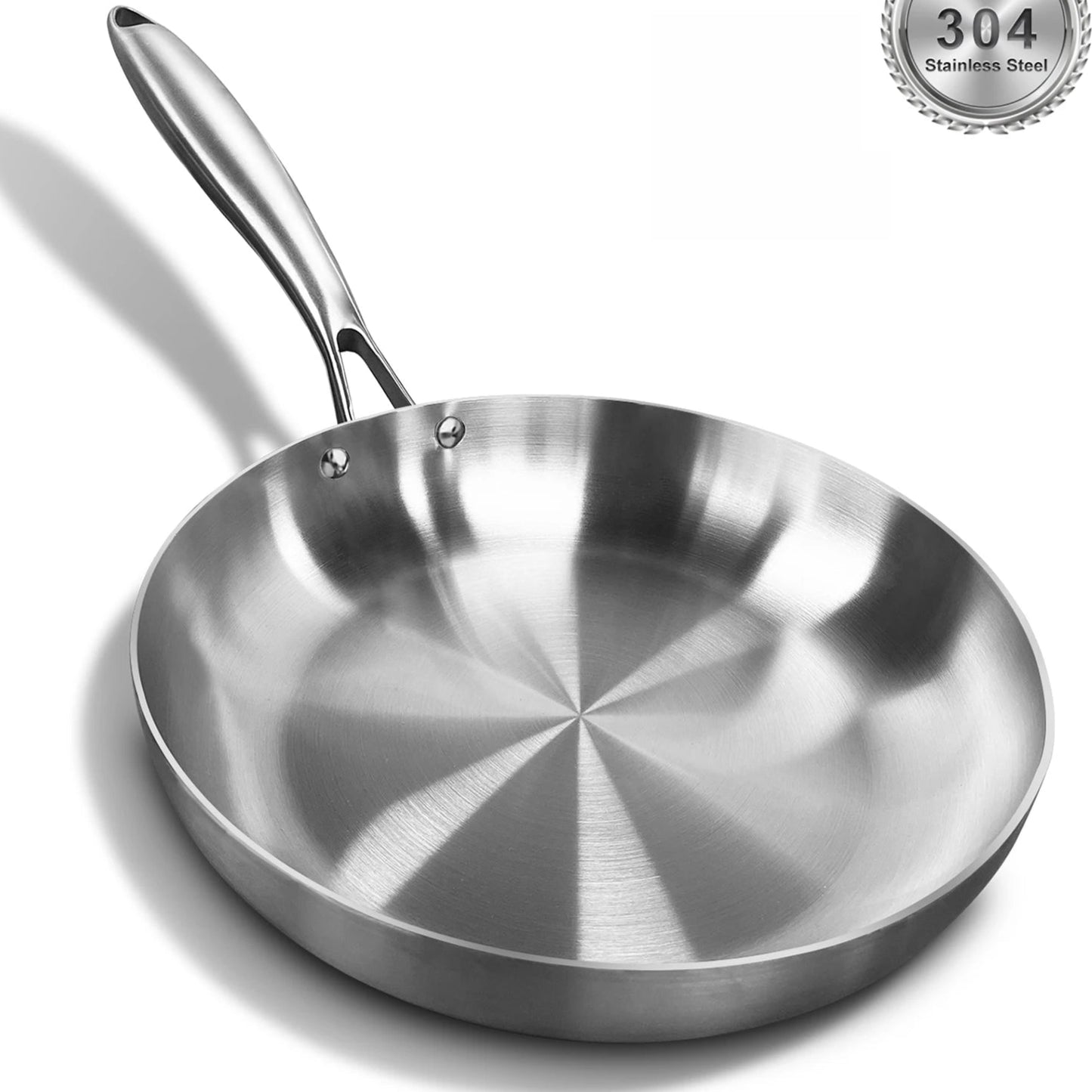 Stainless Steel Frying Pan, NonStick Pan Fried Steak Pot Uncoated Kitchen Cookware For Gas Stove and Induction Cooker - Skillet Cookware