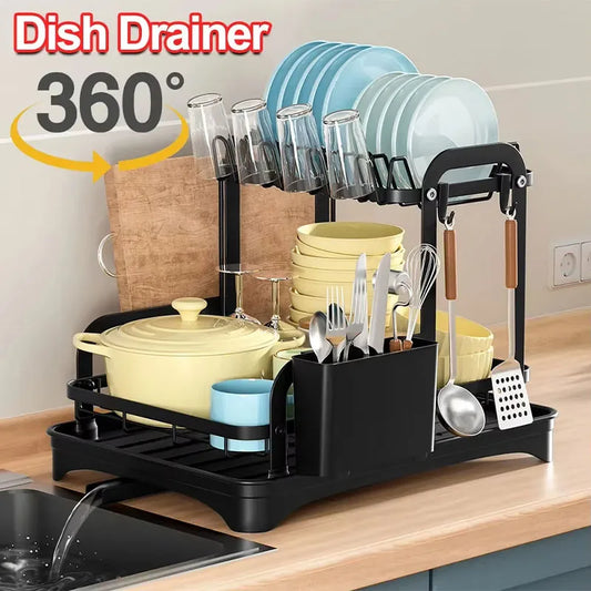 360° rotating over the sink dish drying rack 