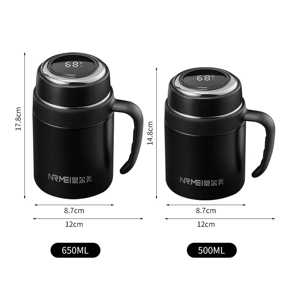 Temperature Digital Display Thermos Cup with Tea Infuser Stainless Steel Vacuum Flasks Portable Tea Mugs