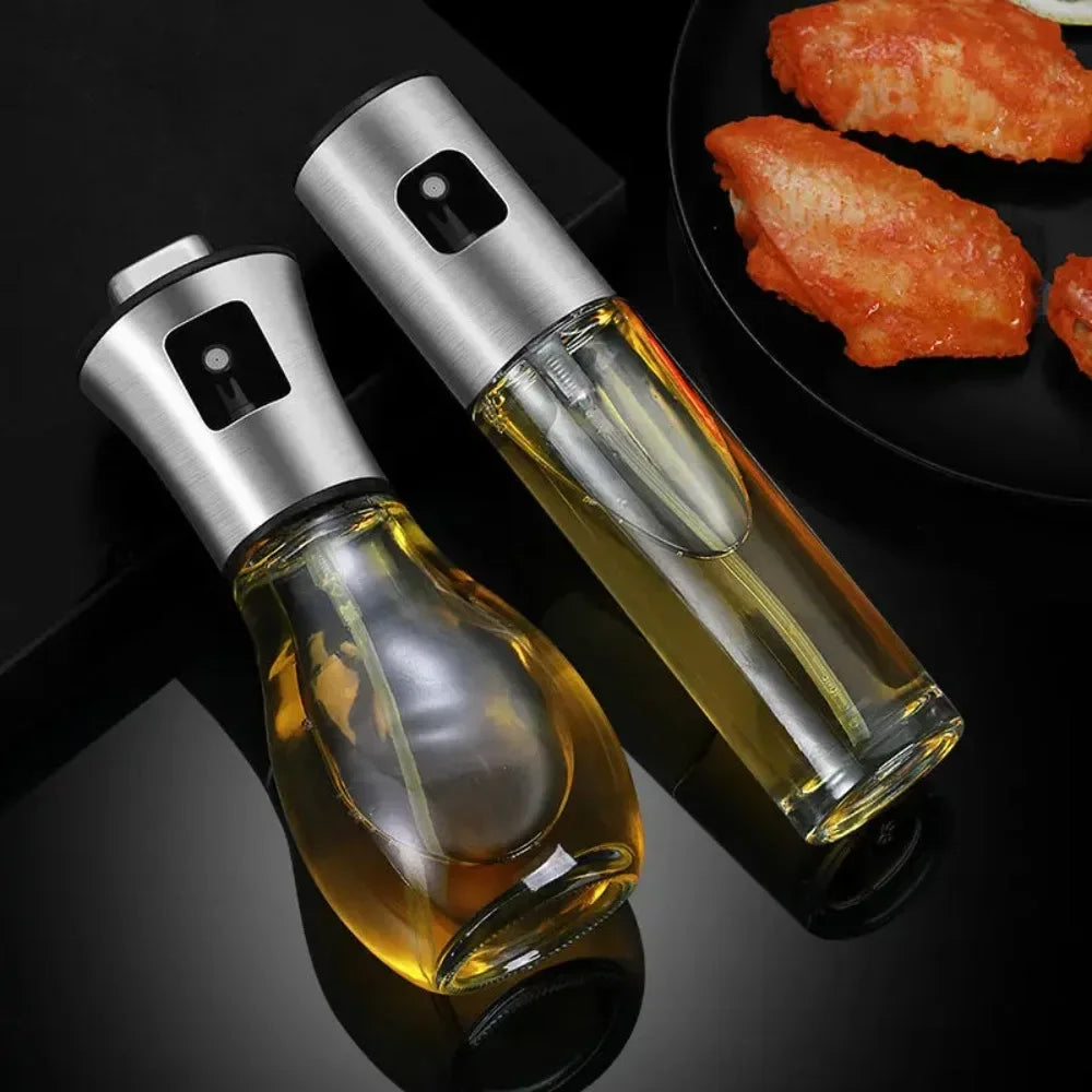 Stainless Steel Olive Oil Dispenser and Container Press Spray Premium Glass Bottle for Cooking Kitchen Restaurant Bottle Perfect for Healthy Cooking and Baking