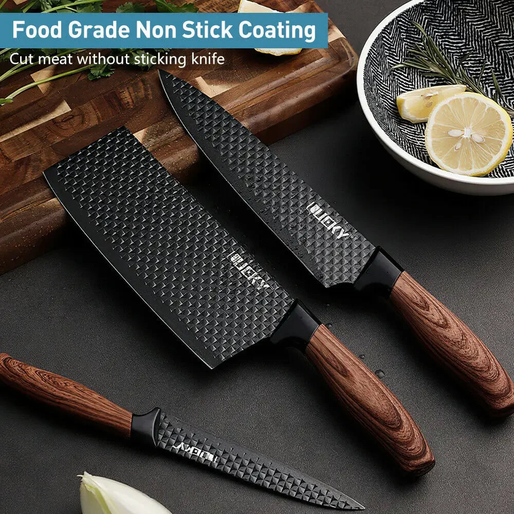 6 Pcs Kitchen Knife Set Stainless Steel Forged Chef Knife Scissors Ceramic Peeler Carving Paring Knife Cleaver Kitchen Tools I Gifing I Professional Chef I Kitchen Utility