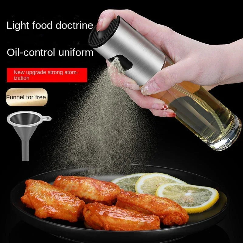 Stainless Steel Olive Oil Dispenser and Container Press Spray Premium Glass Bottle for Cooking Kitchen Restaurant Bottle Perfect for Healthy Cooking and Baking