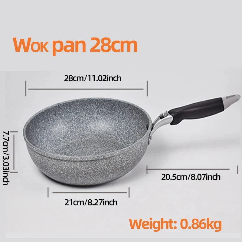 28cm Durable Stone Wok Non-stick Pan Skillet Cauldron Induction Cooker Pans Pancake Egg Gas Stove Home. Top rates and Premium quality