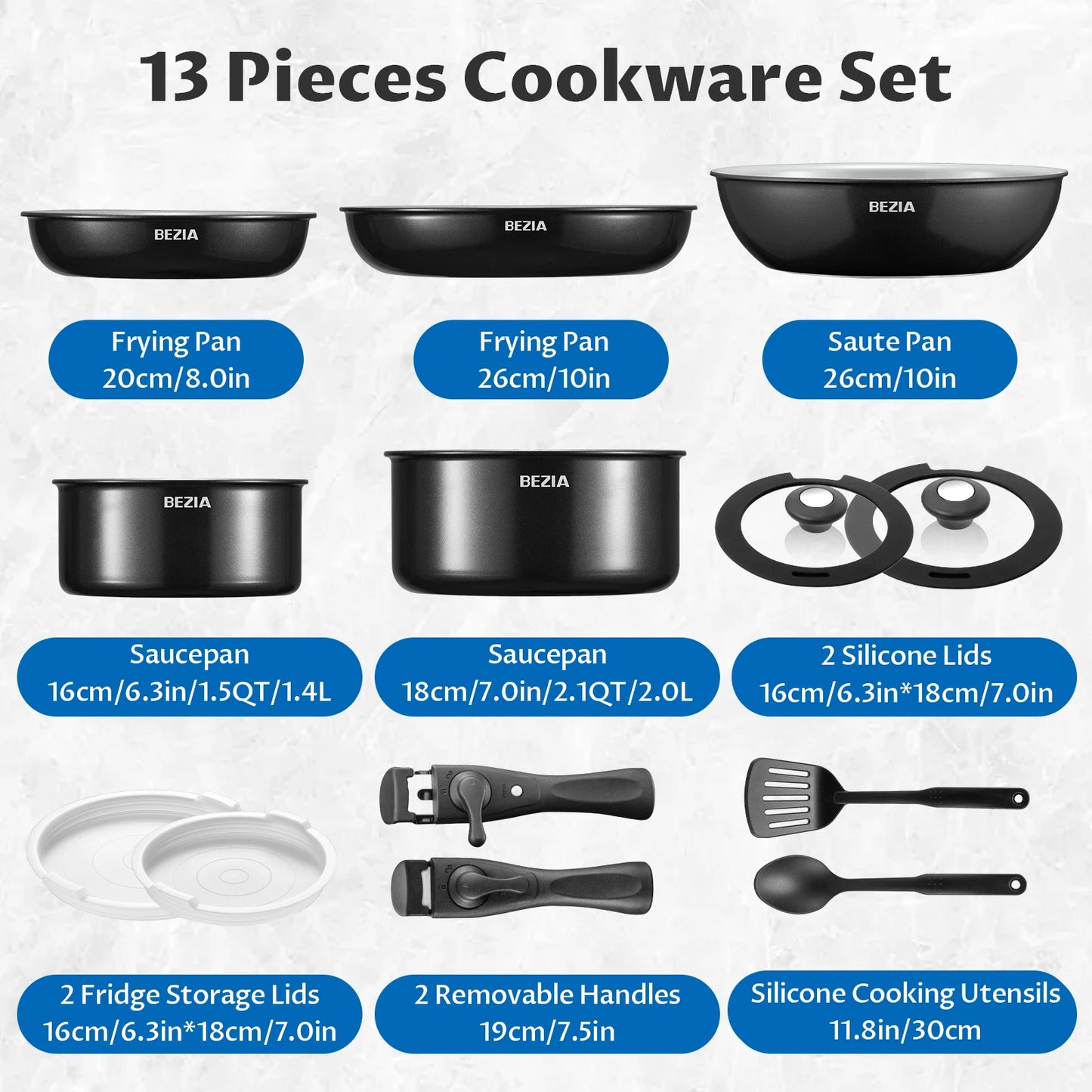 Induction stove Cookware Set 13pcs with Healthy Ceramic Coating, Nonstick Pots and Pans with Detachable Handles. Top and Best rated