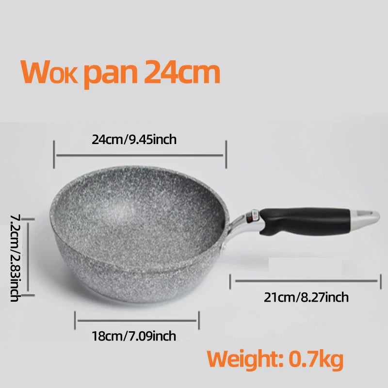 24cm Durable Stone Wok Non-stick Pan Skillet Cauldron Induction Cooker Pans Pancake Egg Gas Stove Home. Top rates and Premium quality