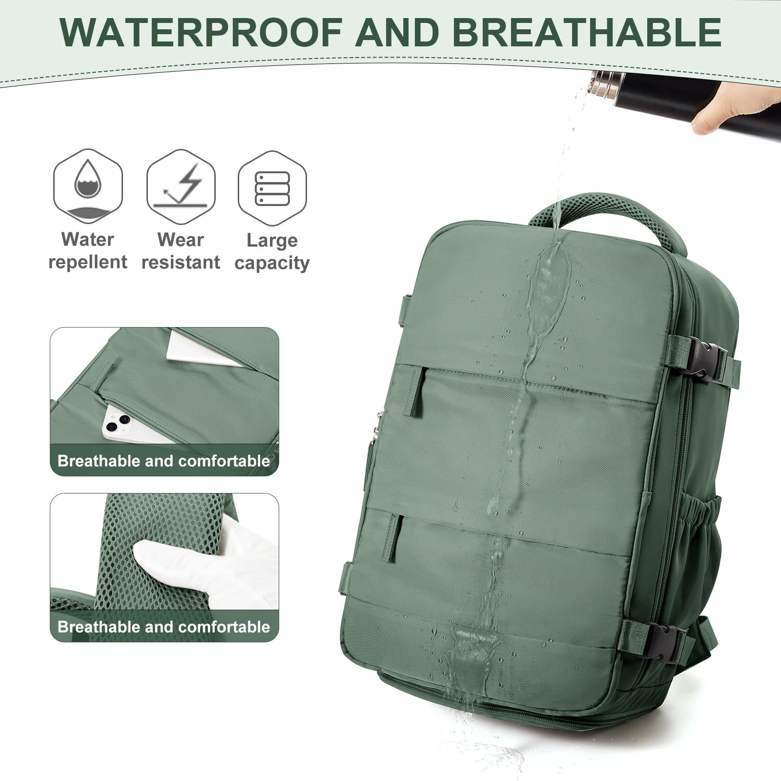 Waterproof Backpack Cabin Bag Travel Backpack for Men Women Laptop Backpack